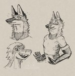 anthro bodily_fluids canid canine expressions female fish mammal maned_wolf marine nervous shark shocked sketch smile sweat teeth thewolffinsnow