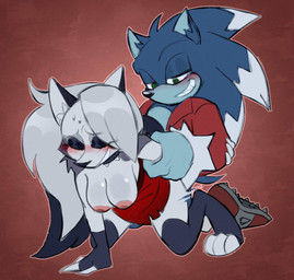 anthro arm_grab breasts clothed clothing doggystyle duo eyes_closed female female_anthro from_behind_position hand_behind_back holding_arm interspecies inverted_nipples male male/female male_anthro nipples sex smile meowwabae hellaverse helluva_boss mythology sega sonic_the_hedgehog_(series) sonic_unleashed loona_(helluva_boss) sonic_the_hedgehog sonic_the_werehog canid canid_demon canine demon eulipotyphlan hellhound mammal mythological_canine mythological_creature werecreature wereeulipotyphlan werehog absurd_res crossover hi_res
