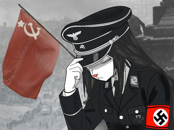anthro berlin_(city) clothed clothed_anthro clothing cross eyes_closed female female_anthro fur hat headgear headwear hitler_kaput iron_cross military_medal military_uniform nazi neo-classical_architecture russian solo soviet_flag soviet_union swastika uniform white_body white_fur world_war_2 unknown_artist domestic_cat felid feline felis mammal 4:3 hi_res photography_(artwork)