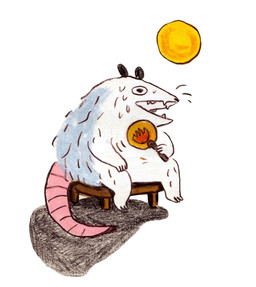 ambiguous_gender anthro bodily_fluids fur grey_body grey_fur hand_fan hot_weather open_mouth pink_body pink_skin pink_tail semi-anthro simple_background sitting snout solo sun sweat tail teeth uchiwa_fan whiskers white_background white_body white_fur osier_forest american_opossum mammal marsupial virginia_opossum 2023 hi_res