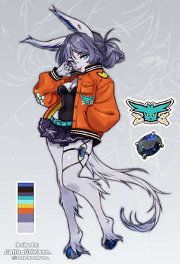 5_fingers anthro biped bottomwear breasts clothed clothed_anthro clothed_female clothing female fingers front_view fully_clothed fully_clothed_anthro fully_clothed_female fur hair jacket looking_at_viewer skirt smile solo standing tail tongue topwear coffeechicken mammal 2025 digital_drawing_(artwork) digital_media_(artwork) hi_res model_sheet