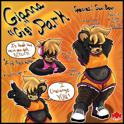 5_fingers anthro belly_tattoo big_butt big_dipper_(asterism) black_body black_fur black_nose blonde_hair bottomwear brown_eyes butt claws clothing controller cropped_hoodie fangs female fingers fishnet_clothing fishnet_legwear fur gaming gaming_headset gesture grin grinning_at_viewer hair hand_gesture hand_on_hip hands_behind_back high_top_shoes holding_controller holding_object legwear logo looking_at_viewer messy_hair multicolored_body multicolored_fur no_pupils orange_bottomwear orange_clothing orange_shorts pear-shaped_figure pink_clothing pink_shirt pink_topwear pointing pointing_at_viewer profanity shirt shorts shortstack slightly_chubby slightly_chubby_female smile smiling_at_viewer solo speech_bubble tattoo teeth text thick_thighs topwear torn_hoodie wide_hips sinisterslyfox bear mammal sun_bear ursine english_description english_text hi_res shaded soft_shading