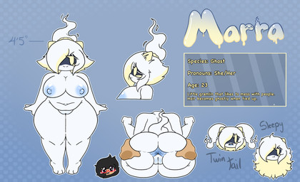 anus female male male/female marra_(maramurr) short_stack slightly_chubby solo spread_anus spreading text maramurr ghost humanoid spirit english_text hi_res model_sheet