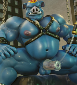 anthro balls belly biceps black_nail_polish blue_body blue_skin bodily_fluids chain cuff_(restraint) cum cum_on_penis erection fucking_machine genital_fluids genitals harness leather leather_cuffs leather_daddy leather_harness machine male masturbation musclegut muscular muscular_male navel nipple_fetish nipple_pinch nipple_play nipples overweight pecs penetrable_sex_toy penile penis penis_milking pinch red_eyes restraints sex_toy snout solo sweat tusks psyertitan nintendo the_legend_of_zelda ganon domestic_pig mammal suid suine sus_(pig) 3d_(artwork) 3d_animation animated digital_media_(artwork) hi_res high_framerate short_playtime sound video voice_acted