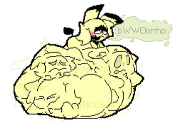 >_< abdominal_bulge ambiguous_anthro ambiguous_gender ambiguous_pred ambiguous_prey anthro anthro_pred anthro_prey belly belly_bed belly_on_ground big_belly biped black_ear_tips black_eyelids black_nose black_tail blonde_hair blush blush_lines bodily_noises body_outline burp_cloud burping cheek_blush cheek_spots clenched_eyes cloud_emanata cross-eyed derived_sound_effect digestion digestion_noises dipstick_ears dot_nose ear_markings emanata eye_roll eyes_closed face_imprint fully_inside fur green_burp_cloud green_text hair half-closed_eyes hand_imprint huge_belly hyper hyper_belly imprint larger_ambiguous lidded_eyes lightning_tail lying lying_on_ground monotone_background monotone_tail motion_lines multicolored_ears multiple_prey narrowed_eyes nude_ambiguous nude_anthro on_front on_ground open_mouth oral_vore overwhelmed resting_on_belly rumbling_stomach semi-anthro side_view simple_background single_tooth size_difference smaller_ambiguous smaller_pred soft_vore solo sound_effects struggling struggling_prey tail text two_tone_ears unwilling_prey vore vowelless vowelless_sound_effect white_background yellow_body yellow_ears yellow_fur meatcanister nintendo pokemon daniel_(meatcanister) generation_2_pokemon mammal pichu pokemon_(species) rodent 2026 digital_media_(artwork) english_description full-length_portrait pixel_(artwork) portrait male_(lore)