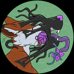 ambiguous_gender anthro bodily_fluids eyeless nasal_penetration nasal_tube open_mouth oral oral_penetration penetration saliva solo teeth tendrils tentacle_in_mouth tentacle_in_nose tentacle_penetration tentacles tongue tongue_out munsu89 canid canine fox mammal 1:1 absurd_res hi_res