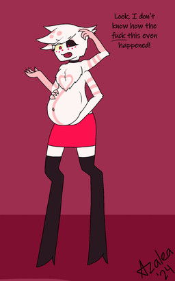 belly hell male pregnant pregnant_male flamingazalea hazbin_hotel hellaverse angel_dust arachnid arthropod demon spider 5:8 hi_res