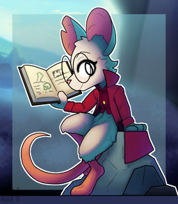 3_toes anthro barefoot book bottomless clothed clothing eyewear feet female fur glasses notched_ear smile solo tail toes topwear white_body white_fur lennoxicon mina_the_hollower yacht_club_games mina_(mina_the_hollower) mammal mouse murid murine rodent
