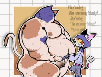 andromorph andromorph/male anthro anthro_on_anthro armpit_hair belly_grab big_butt bodily_fluids body_hair bulge butt duo erection fur genital_fluids genitals holding_belly intersex intersex/male leaking_precum male mastectomy_scar moobs multicolored_body multicolored_fur nipples overweight overweight_andromorph overweight_anthro overweight_intersex plump_labia precum pubes scar size_difference text vulva hootpizza epic_games fortnite meowscles nyanja_(fortnite) domestic_cat felid feline felis mammal 2025 english_text trans_(lore) trans_man_(lore)