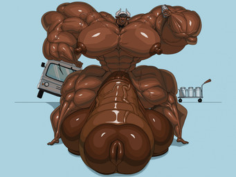 abs animal_genitalia animal_penis anthro balls biceps big_balls big_muscles big_pecs big_penis blue_background bow_tie brown_balls brown_body brown_fur brown_nipples brown_penis cart clothing container equine_genitalia equine_penis equine_penis_with_foreskin eyebrows feet foreskin fur genitals glans hat hat_only headgear headgear_only headwear headwear_only huge_balls huge_muscles huge_pecs huge_penis humanoid_feet humanoid_genitalia humanoid_penis hybrid_genitalia hybrid_penis hyper hyper_balls hyper_genitalia hyper_muscles hyper_pecs hyper_penis looking_at_viewer male masculinity milk_can milk_container milk_float mostly_nude muscular muscular_anthro muscular_arms muscular_legs muscular_male muscular_thighs nipples nude nude_anthro pecs penis plantigrade simple_background sitting solo teeth thick_arms thick_neck thick_penis toasting vein veiny_muscles veiny_penis saltyjaguar danny_duffy bovid bovine cattle mammal hi_res