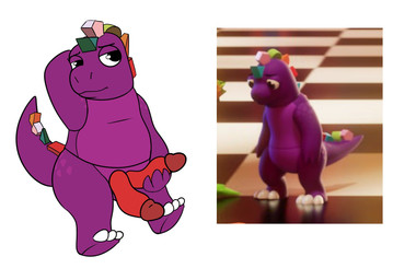 2_penises anthro biped erection genitals male multi_genitalia multi_penis penis purple_body slightly_chubby solo standing grolarbearsins glitch_productions the_amazing_digital_circus spike_(tadc) dinosaur prehistoric_species reptile scalie 2026 hi_res