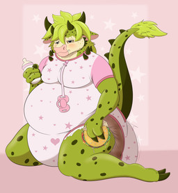 ageplay anthro big_diaper bottle burger clothing container diaper feces femboy food infantilism male moobs onesie overweight overweight_male pacifier roleplay soiled_diaper soiling solo unclean_diaper used_diaper steelshark bovid bovine hybrid kaiju mammal absurd_res hi_res