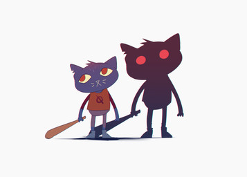 :< ambiguous_gender anthro baseball_bat bat_(object) biped bottomwear clothed clothed_anthro clothing footwear head_tuft notched_ear on_model pants red_eyes shadow shirt shoes simple_background solo topwear tuft whiskers white_background notglacier night_in_the_woods mae_borowski domestic_cat felid feline felis mammal 2017 absurd_res digital_drawing_(artwork) digital_media_(artwork) english_description full-length_portrait hi_res portrait female_(lore)