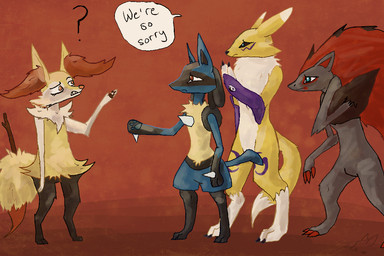 ? ambiguous_gender anthro bandai braixen canine digimon english_text group inner_ear_fluff lucario mammal nintendo pokémon regret renamon sad shaiza7 text the_truth video_games zoroark
Rating: Safe
Score: 16
User: Shaiza
Date: November 20, 2013 ? ambiguous_gender anthro bandai braixen canine digimon english_text group inner_ear_fluff lucario mammal nintendo pokémon regret renamon sad shaiza7 text the_truth video_games zoroark
Rating: Safe
Score: 16
User: Shaiza
Date: November 20, 2013