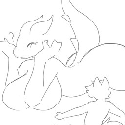 2_horns anthro big_breasts breasts butt cheek_tuft duo eyelashes facial_tuft female female_anthro hair horn huge_breasts larger_female looking_at_another lying male male_anthro nude nude_anthro nude_female nude_male on_front question_mark simple_background size_difference smaller_male spiked_tail spikes spikes_(anatomy) standing tail tuft white_background horniicat mythology alex_(horniicat) domestic_cat dragon felid feline felis mammal mythological_creature mythological_scalie scalie 1:1 2024 digital_drawing_(artwork) digital_media_(artwork) hi_res monochrome sketch