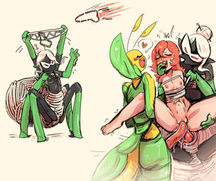 4_arms abdominal_bulge anal anal_penetration antennae_(anatomy) anthro anthro_penetrating anthro_penetrating_female anthro_penetrating_human areola arms_tied arthropod_abdomen arthropod_webbing bdsm big_penis black_areola black_body black_exoskeleton black_nipples blush blush_lines bodily_fluids bondage bound breasts clothing double_penetration empty_eyes exoskeleton eyelashes eyes_closed female female_human female_penetrated fish_hooking flashing flashing_breasts genital_fluids genitals gloves green_body green_exoskeleton grey_body grey_exoskeleton group gynomorph gynomorph/female gynomorph_anthro gynomorph_penetrating gynomorph_penetrating_female gynomorph_taur hair hair_bun hands_behind_back handwear head_tilt heart_symbol hearts_around_head human_on_anthro human_on_taur human_penetrated humanoid_genitalia humanoid_vulva intersex intersex/female intersex_anthro intersex_penetrating intersex_penetrating_female intersex_penetrating_human intersex_taur interspecies jewelry lips long_hair long_penis mandibles medium_breasts motion_lines multi_arm multi_limb multicolored_body multicolored_exoskeleton navel necklace nipples non-mammal_breasts non-mammal_nipples nude nude_anthro nude_female nude_gynomorph nude_human nude_taur one_eye_closed open_mouth penetration penile penile_penetration penis penis_in_ass penis_in_vagina pink_areola pink_nipples pink_penis pink_tongue pointy_ears pokemorph quadruped red_eyes red_hair red_lips sex short_hair standing teeth tongue trio two_tone_body two_tone_exoskeleton vaginal vaginal_fluids vaginal_fluids_on_penis vaginal_penetration vulva web_bondage white_hair yellow_body yellow_exoskeleton currentlytr_ash nintendo pokemon arachnid arthropod generation_5_pokemon generation_9_pokemon human insect leavanny mammal pokemon_(species) tarountula taur 2026 hi_res