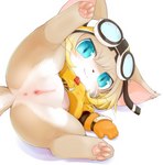 4_toes 5_fingers anthro anus big_eyes black_nose blonde_hair blue_eyes blue_pupils bottomless brown_body brown_ears brown_fur brown_hair brown_tail butt chibi clothed clothing countershade_face countershade_tail countershade_torso countershading cute_fangs dark_pupils digitigrade eyewear eyewear_on_head fangs feet female female_anthro fingers fur genitals gloves goggles goggles_on_head hair handwear hindpaw hood hoodie iris kemono light light_body light_fur light_hair light_tail loli looking_at_viewer lying multicolored_body multicolored_fur multicolored_hair on_side one_leg_up orange_clothing orange_gloves orange_handwear pawpads paws pink_anus pink_inner_ear pink_pawpads pink_pussy pointy_ears presenting presenting_pussy prick_ears pupils pussy raised_leg semi-anthro side_view simple_background smile smiling_at_viewer solo spread_legs spreading tail teeth toes topwear two_tone_body two_tone_fur two_tone_hair two_tone_tail whiskers white_background white_body white_countershading white_fur white_tail yellow_clothing yellow_hoodie yellow_topwear young young_anthro young_female zipper canopus335 cat_busters pacman_(cat_busters) domestic_cat felid feline felis mammal 2019 colored digital_drawing_(artwork) digital_media_(artwork) full-length_portrait lighting portrait shaded soft_shading