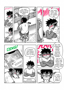 abdl anthro blush bodily_fluids cellphone clothed clothing computer diaper diaper_under_clothing electronics kitchen laptop male phone sexual_awakening sitting smartphone solo sweat sweatdrop text text_message thought_bubble wearing_diaper kaaski mythology jack_(kaaski) dragon mythological_creature mythological_scalie scalie 2025 comic english_text hi_res spot_color