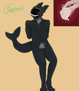 anthro blush bodily_fluids cum duo ejaculation fingering fur genital_fluids machine male male/male paws tail fur_dead aquatic fish protogen shark absurd_res hi_res