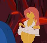 big_breasts breasts cinnamon_bun cleavage clothed clothing exposing female fire food genitals gown male nipples not_furry pastry pussy solo quasi99 adventure_time cartoon_network cinnamon_bun_(adventure_time) flame_princess elemental_creature fire_creature food_creature humanoid 2014