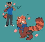 anthro big_tail bottomwear clothed clothing fur growth hair human_to_anthro male simple_background solo species_transformation tail tail_growth topwear torn_clothing transformation transformation_sequence kotacat4 ailurid human mammal red_panda werecreature digital_media_(artwork) hi_res