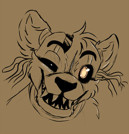 ambiguous_gender anthro dark_sclera eyebrows fur glowing glowing_eyes head_tuft inner_ear_fluff looking_at_viewer machine one_eye_closed open_mouth sharp_teeth simple_background solo tan_background teeth tuft wire yellow_eyes theunknownsoul five_nights_at_freddy's freddy_fazbear's_pizzeria_simulator scottgames molten_freddy_(fnaf) animatronic bear mammal robot 2017 digital_media_(artwork) sketch spot_color