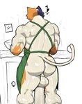 anthro apron apron_only backsack balls big_penis blue_body blue_fur brown_body brown_fur butt cat_tail clothed clothing cooking drawer emoticon exposure_variation flaccid fur genitals green_apron green_clothing holding_object huge_penis inside long_penis male multicolored_body multicolored_fur muscular muscular_anthro muscular_male musical_note musical_symbol orange_body orange_fur penis rear_view simple_background solo speech_marker standing symbol tail tan_body tan_fur three-quarter_view dagothurfanclub epic_games fortnite meowscles calico_cat domestic_cat felid feline felis mammal 2024 cel_shading digital_media_(artwork) hi_res pictographics portrait shaded three-quarter_portrait