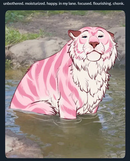 female feral feralized fur humor overweight parody partially_submerged solo water wet wet_body wet_fur whiskers tiggybloom marzipan_(tiggybloom) cheetah felid feline mammal meme