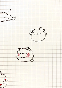 ambiguous_gender anthro apple apple_on_head blush blush_lines ears_down ears_up eyes_closed food fruit fur group horn looking_at_viewer looking_forward pivoted_ears plant sleeping smile smiling_at_viewer tail tongue tongue_out reynard_goodfellow bovid caprine common_hippopotamus hippopotamid mammal sheep hi_res sketch