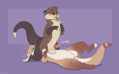 anal anal_orgasm animal_genitalia animal_penis anus balls balls_on_chest belly belly_nipples blue_eyes blush bodily_fluids brown_body brown_fur claws cum duo ejaculation facesitting female fur genital_fluids genitals green_eyes hands-free male male/female musk musk_cloud open_mouth oral orgasm orgasm_face penis pink_penis rimming rimming_male semi-anthro sex sitting_on_another tail tan_body tan_fur vulva white_belly symrea mia_(maxaction) pike_(symrea) mammal mustelid otter