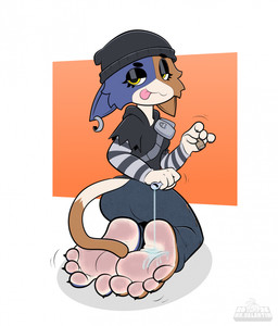 anthro barefoot beanie bedroom_eyes bottomwear butt claws clothed clothed_female clothing denim denim_bottomwear denim_clothing ear_piercing ears_down eyelashes feet female female_anthro foot_fetish foot_focus hat headgear headwear humanoid_feet jeans kneeling looking_at_viewer looking_back looking_back_at_viewer narrowed_eyes oiled_feet pants pattern_clothing pattern_topwear piercing pivoted_ears plantigrade seductive shadow soles solo toe_claws toes tongue tongue_out topwear vial mrvalentim epic_games fortnite meow_skulls calico_cat domestic_cat felid feline felis mammal colored digital_media_(artwork) hi_res watermark