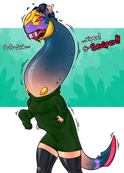 big_neck blue_body blue_hair body_size_growth breasts clothing fangs female feral forked_tongue green_clothing green_hoodie green_topwear growth hair hair_loss hoodie human_to_feral legwear limb_regression mid_transformation neck_bulge neck_expansion open_mouth pokemon_speak purple_body red_fangs scale_growth scales simple_background size_transformation solo species_transformation stockings tail teal_body teeth thick_neck tongue topwear transformation fwingerz nintendo pokemon generation_3_pokemon human mammal pokemon_(species) reptile scalie seviper snake 2025 hi_res