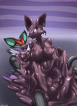 anthro balls black_ears breasts duo female female_penetrated genitals glistening glistening_body glowing glowing_eyes latex looking_at_another male male/female male_penetrating male_penetrating_female nude open_mouth penetration penis purple_body red_body sex teeth tongue libra-11 nintendo pokemon generation_6_pokemon goo_creature latex_creature living_latex noivern pokemon_(species) absurd_res hi_res