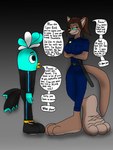 anthro big_feet feet female foot_fetish huge_feet hyper hyper_feet male maxinpawmelaverse officer police rachelflatfoot soles support teasing toes thunderbirdfeetlover avian bird kangaroo macropod mammal marsupial
