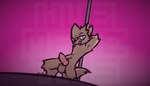 anthro balls blue_eyes crouching dancing genitals inner_ear_fluff knot looking_at_viewer male nude penis pole pole_dancing ribbed_penis solo tongue tongue_out tuft wub_(artist) jack_(jackwolf) canid canine hybrid mammal absurd_res hi_res signature watermark