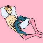 blonde_hair blue_body blue_skin boxers_(clothing) clothing conjoined creepy_cute duo emaciated eyes_closed eyewear fangs footwear hair horn humanoid_pointy_ears knee_highs legwear male mask nipples not_furry pillow pink_nipples pointy_ears ribs short_hair skinny sleeping slim socks teeth thin_calves thin_legs thin_thighs underwear vein dreamscreep arrow_(dreamscreep) cupid_(dreamscreep) demon demon_humanoid human humanoid mammal 1:1 digital_media_(artwork) flat_colors hi_res procreate_(artwork)