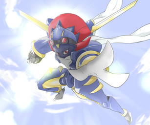 anthro anthrofied armor black_body black_fur claws clothed clothing cloud eyewear female flying fur goggles head_crest looking_at_viewer machine outside pokemorph pose pupils purple_body red_eyes scarf sky slit_pupils solo sun white_claws yellow_body shu-hoocooh konami nintendo pokemon yu-gi-oh! junk_warrior duel_monster generation_4_pokemon living_machine pokemon_(species) weavile 2013 6:5 crossover