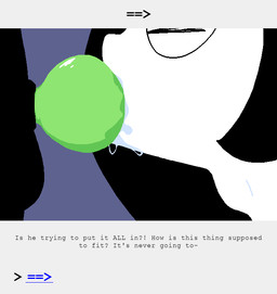 animal_genitalia anthro anthro_penetrating anthro_penetrating_human black_body black_fur black_hair bodily_fluids close-up clothing dominant dominant_anthro dominant_male dress dripping duo eyewear face_focus female fur genital_fluids genitals glasses green_penis hair human_on_anthro human_penetrated interspecies knot knot_in_mouth knotted_penis knotting male male/female neck_bulge oral oral_penetration penetration penis pixelated precum saliva saliva_drip sex simple_background text white_body uglycoal homestuck ms_paint_adventures bec_noir jade_harley human mammal animated animated_comic comic digital_drawing_(artwork) digital_media_(artwork) english_text hi_res shaded simple_shading