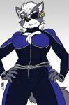 1_eye 2019 alternate_costume anthro belt bodysuit breasts canid canine canis chest_tuft cleavage_cutout clothed clothing clothing_swap color_edit colored cosplay crossgender cutout digital_media_(artwork) ear_piercing ear_ring exposure_variation eye_patch eyewear female fur gold_(metal) gold_jewelry grey_body grey_fur heresy_(artist) hi_res jewelry keyhole_turtleneck krystal's_suit krystal_(star_fox) looking_at_viewer low-angle_view mammal navel nintendo piercing ring_piercing skinsuit solo star_fox sweater third-party_edit tight_clothing topwear tuft turtleneck white_body white_fur wolf wolf_o'donnell