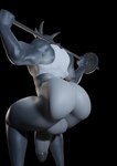 anthro backsack balls barbell big_butt bottomless butt butt_focus clothed clothing crop_top crossgender ear_piercing ear_tag exercise ftm_crossgender fur genital_focus genitals grey_body grey_fur horn male muscular muscular_anthro muscular_male penis piercing shirt simple_background solo squats topwear topwear_only transparent_background weightlifting weights workout vapormakes dollymolly323_(modeler) coffee_stain_studios epic_games fortnite goat_simulator pilgor_(goat_simulator) bovid caprine goat mammal 2022 3d_(artwork) alpha_channel digital_media_(artwork)