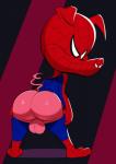 anthro backsack balls big_balls big_butt bubble_butt butt clothing costume genitals looking_at_viewer looking_back male pink_balls presenting presenting_balls presenting_hindquarters short_stack solo jerseydevil marvel spider-ham spider-man:_spider-verse spider-man_(series) spider-ham_(character) domestic_pig mammal suid suina sus_(pig) hi_res