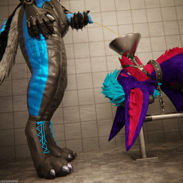 animal_genitalia animal_penis anthro anthro_on_anthro arms_tied balls bathroom bdsm biped black_body black_boots black_clothing black_footwear black_fur black_shoes blue_body blue_fur blue_penis bodily_fluids bondage boots bottomwear bound canine_genitalia canine_penis claws clothed clothing collar cuffs_(clothing) cum cum_drip cum_dripping_from_penis cum_on_penis depth_of_field dominant drinking drinking_urine dripping duo erection feeding_tube footwear funnel funnel_gag funnel_in_mouth fur gag gagged genital_fluids genitals green_penis grey_body grey_fur hair hand_on_penis inside jacket knot leather leather_boots leather_bottomwear leather_clothing leather_footwear leather_jacket leather_pants leather_topwear legs_tied legwear living_urinal lying male male/male male_peeing medical_instrument multicolored_body muscular muscular_male nude on_back open_mouth orgasm pants paws peeing penis public_restroom purple_body purple_fur red_body red_fur reflection restraints scientific_instrument sex shoes slim slim_anthro slim_male slim_sub smile standing submissive submissive_male tail topwear urinal urine urine_in_mouth urine_stream watersports white_body white_fur dragonplayer dragonplayer_(character) mccheese178 canid canine canis fox hybrid jex mammal rexouium 1:1 3d_(artwork) absurd_res blender_(artwork) blender_cycles_(artwork) digital_media_(artwork) hi_res