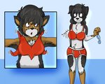 anthro border_collie bottomwear breasts canid canine canis clothed clothing collie domestic_dog female fox0808 fur gender_transformation hair herding_dog human_to_anthro male mammal mid_transformation mtf_transformation pastoral_dog sheepdog solo species_transformation transformation