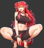 5_fingers 5_toes animal_ears anklet armlet barefoot big_breasts black_bra black_clothing black_sports_bra black_underwear blinking bouncing_breasts boy_shorts bra breasts butt butt_from_the_front choker cleavage clothed clothing convenient_censorship exposure_variation fangs feet female fingers game_cg grey_background hair hair_covering_breasts jewelry long_hair looking_at_viewer multi_ear multicolored_hair navel necklace official_alternate_costume red_hair simple_background sitting solo sports_bra sportswear spread_legs spreading tachi-e tail tail_censorship teeth toes tongue tongue_out underwear white_hair wolf_ears wolf_tail yellow_eyes kakiman last_origin fenrir_(last_origin) animal_humanoid canid canid_humanoid canine canine_humanoid humanoid mammal mammal_humanoid wolf_humanoid 2d_animation animated full-length_portrait loop motion_tweening no_sound official_art portrait short_playtime source_request webm