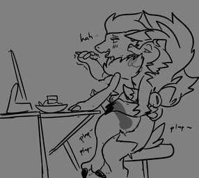 anal anal_penetration animal_genitalia animal_penis anthro canine_genitalia canine_penis computer duo eating eating_food electronics feral genitals laptop male male/male penetration penis ajolteontrash nintendo pokemon lyx_(tuftydoggo) generation_5_pokemon generation_7_pokemon lycanroc midnight_lycanroc pokemon_(species) zoroark line_art sketch