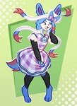 anthro bow_(anatomy) clothed clothing crossdressing dress male solo tail sjevi nintendo pokemon eeveelution generation_6_pokemon pokemon_(species) sylveon digital_drawing_(artwork) digital_media_(artwork) digital_painting_(artwork) hi_res painting_(artwork)