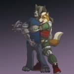 animal_genitalia anthro biped duo genitals gun handjob male male/male penile penis penis_tip ranged_weapon sex sheath tail weapon ifus nintendo star_fox fox_mccloud ziude_(character) canid canine fox mammal 1:1 digital_media_(artwork)