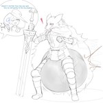 ageplay ambiguous_gender anthro armor bent_legs big_diaper blush blush_lines cape clothed clothing crouching cuirass cutaway dialogue diaper duo excessive_feces exclamation_point expression_cutaway eye_scar facial_scar feces fully_clothed gauntlets gloves greaves hair handwear hat headgear headwear holding_melee_weapon holding_object holding_sword holding_weapon huge_diaper humiliation hyper hyper_diaper hyper_feces hyper_soiling long_hair magic magic_user melee_weapon one_eye_closed pooping raised_arms robe roleplay scar simple_background soiled_diaper soiling soiling_diaper solo_focus sound_effects speech_bubble stink_fumes stink_lines surprise sword text unclean_diaper used_diaper weapon wink witch_hat chocomintshake elden_ring fromsoftware blaidd_(elden_ring) canid canine canis human mammal wolf 1:1 absurd_res english_text hi_res monochrome