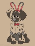 anthro bow_tie breasts bunny_costume clothing costume fake_ears fake_rabbit_ears female looking_at_viewer solo spots slightlyarousedguy 101_dalmatian_street 101_dalmatians disney inktober kinktober dusty_(whitewolf20xx) fan_character canid canine canis dalmatian domestic_dog mammal hi_res