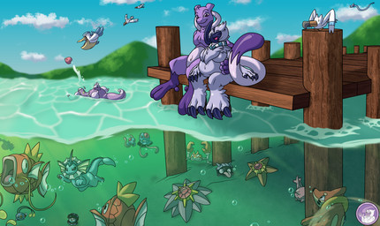 cuddling floating lying mountain on_front pier smile text underwater water waterline_view hyperchibiabsol nintendo pokemon chibi_the_absol chrona_the_mewtwo absol buizel chinchou clamperl corsola dragonair eeveelution generation_1_pokemon generation_2_pokemon generation_3_pokemon generation_4_pokemon generation_6_pokemon goodra goomy gyarados krabby legendary_pokemon luvdisc magikarp mewtwo pelipper pokemon_(species) shellder starmie staryu tentacool vaporeon wingull couple_(disambiguation) dock_(disambiguation) absurd_res english_text hi_res